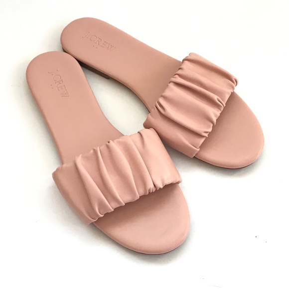 J. CREW FACTORY Slide Sandals Pink Blush Single Strap Flats Women’s Size 9 - Picture 1 of 16